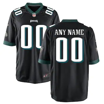 youth nike black philadelphia eagles game custom jersey_pi3